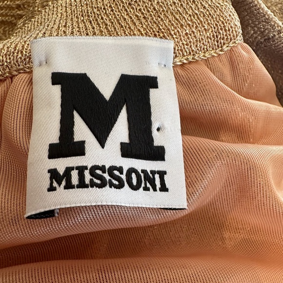 M Missoni gold lined knit pointelle cold shoulder top with lurex Size US 2 - Picture 7 of 10